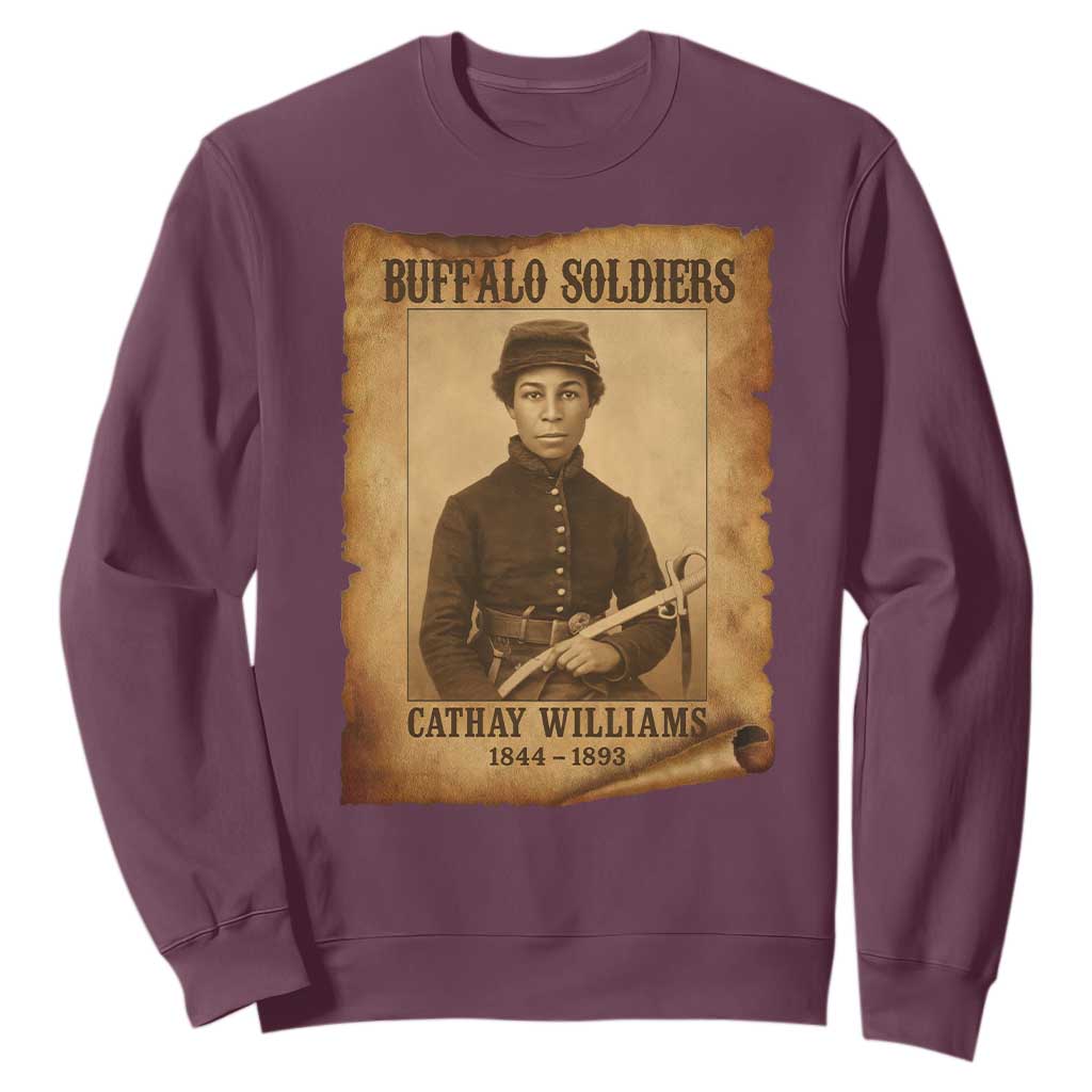 Cathay Williams Sweatshirt Buffalo Soldier First African American Female Soldier TS10 Maroon Print Your Wear