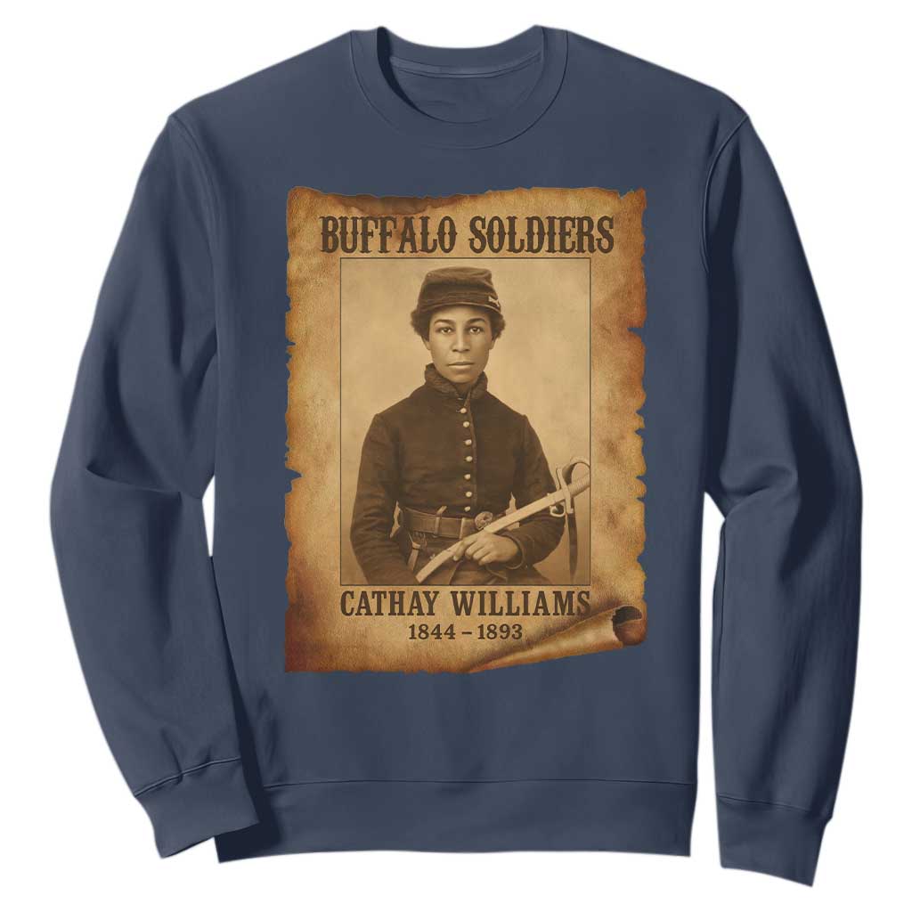 Cathay Williams Sweatshirt Buffalo Soldier First African American Female Soldier TS10 Navy Print Your Wear