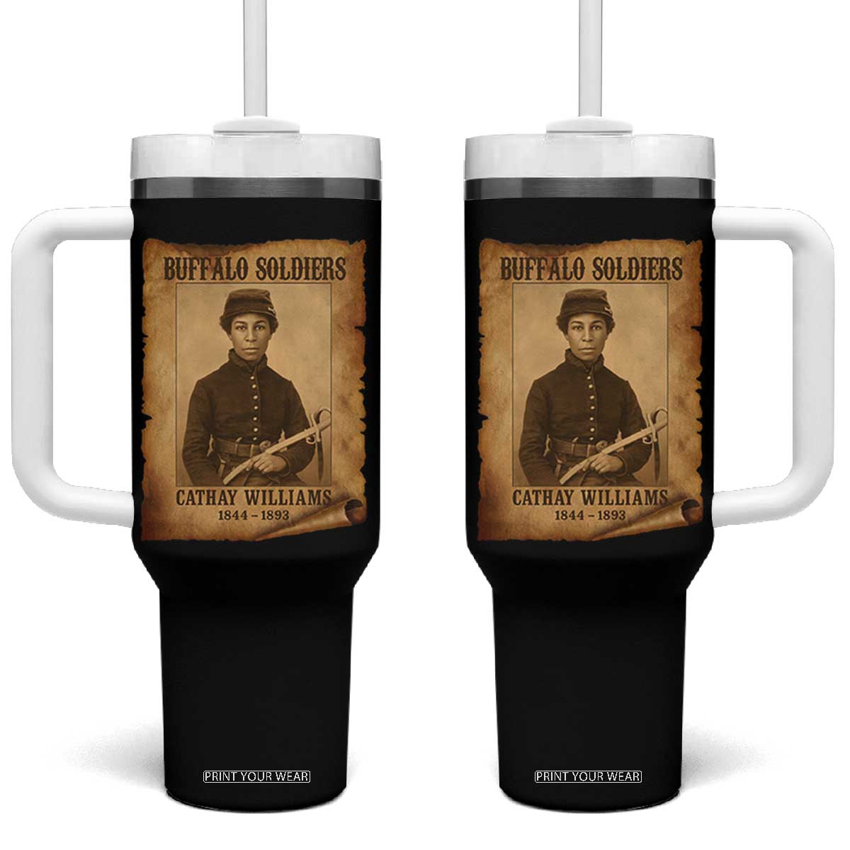 Cathay Williams Tumbler With Handle Buffalo Soldier First African American Female Soldier TS10 One Size: 40 oz Black Print Your Wear