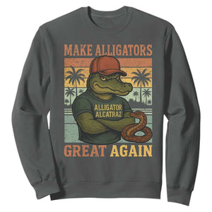 Retro Alligator Alcatraz Sweatshirt Funny Florida Everglades Dark Humor TS10 Dark Heather Print Your Wear