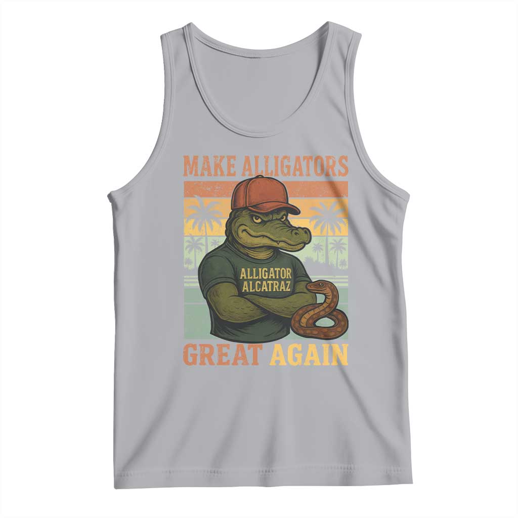 Retro Alligator Alcatraz Tank Top Funny Florida Everglades Dark Humor TS10 Athletic Heather Print Your Wear