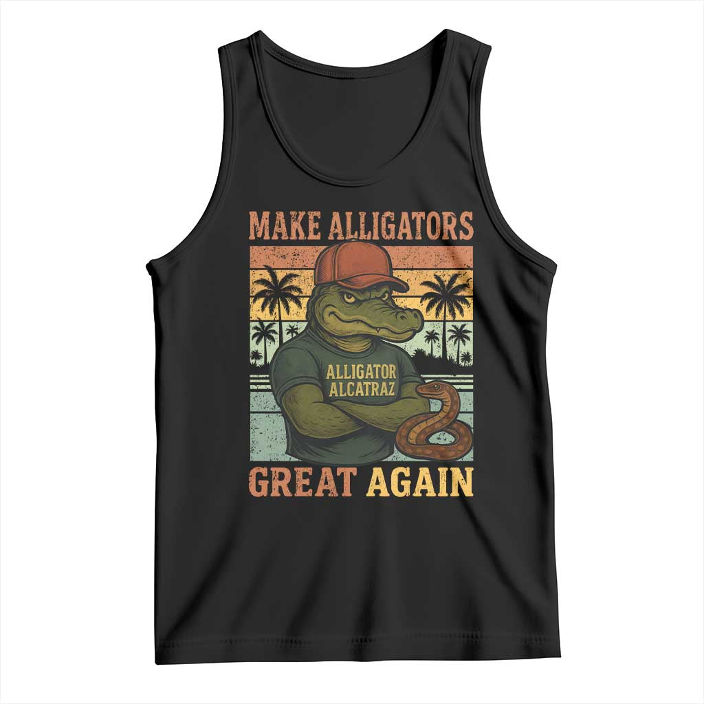 Retro Alligator Alcatraz Tank Top Funny Florida Everglades Dark Humor TS10 Black Print Your Wear