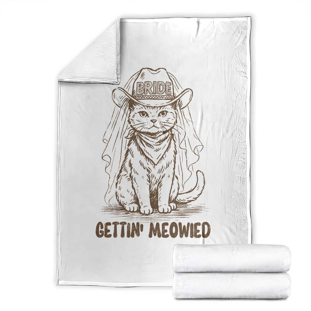 Cowgirl Bride Cat Throw Blanket Vintage Cow Cat Rodeo Bachelorette TS10 White Print Your Wear