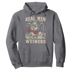 Funny Dachshund Cowboy Hoodie Real Men Play With Their Weiners TS10 Charcoal Print Your Wear