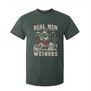 Funny Dachshund Cowboy T Shirt For Kid Real Men Play With Their Weiners TS10 Dark Forest Green Print Your Wear
