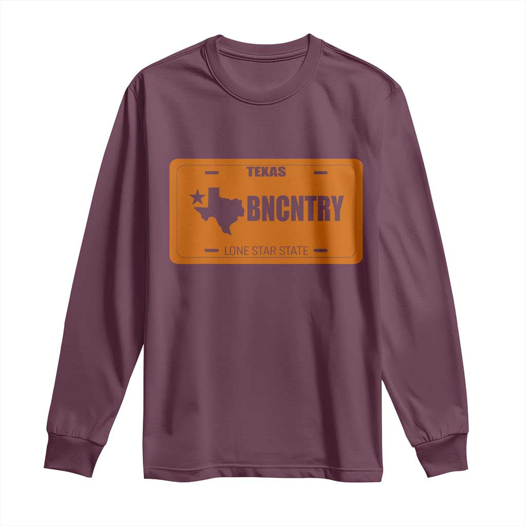 Texas Long Sleeve Shirt Lone Star State Western Cowboy BNCNTRY Country TS10 Maroon Print Your Wear