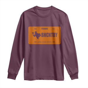 Texas Long Sleeve Shirt Lone Star State Western Cowboy BNCNTRY Country TS10 Maroon Print Your Wear