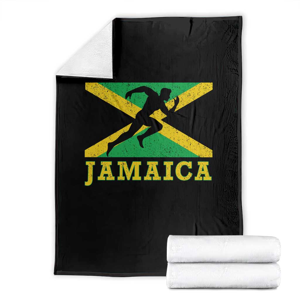 Jamaican Flag Track And Field Throw Blanket Retro Vintage Jamaica Runner Track Team TS10 Black Print Your Wear