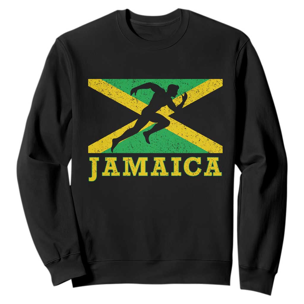 Jamaican Flag Track And Field Sweatshirt Retro Vintage Jamaica Runner Track Team TS10 Black Print Your Wear