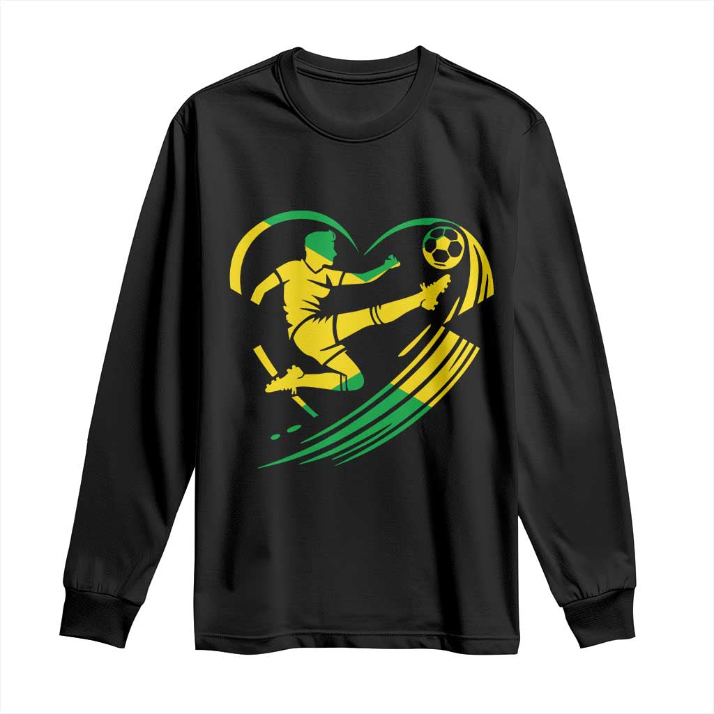 Jamaica Soccer Long Sleeve Shirt Jamaican Flag Reggae Football Caribbean Pride TS10 Black Print Your Wear