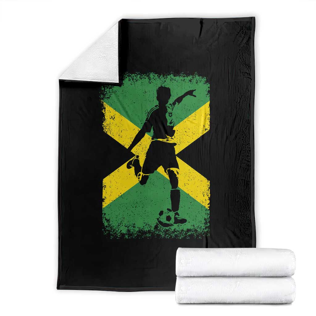 Jamaica Soccer Throw Blanket Retro Vintage Watercolors Sport Jamaican Flag TS10 Black Print Your Wear