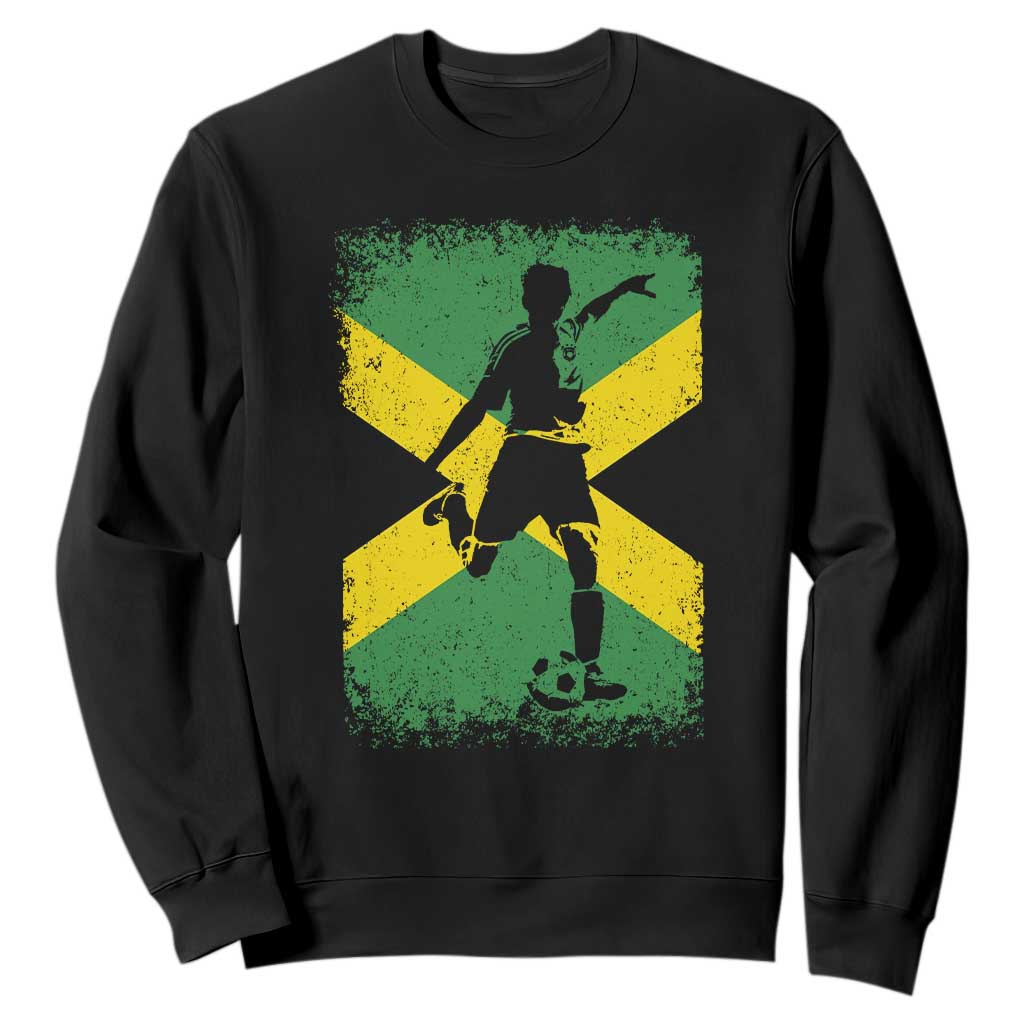 Jamaica Soccer Sweatshirt Retro Vintage Watercolors Sport Jamaican Flag TS10 Black Print Your Wear