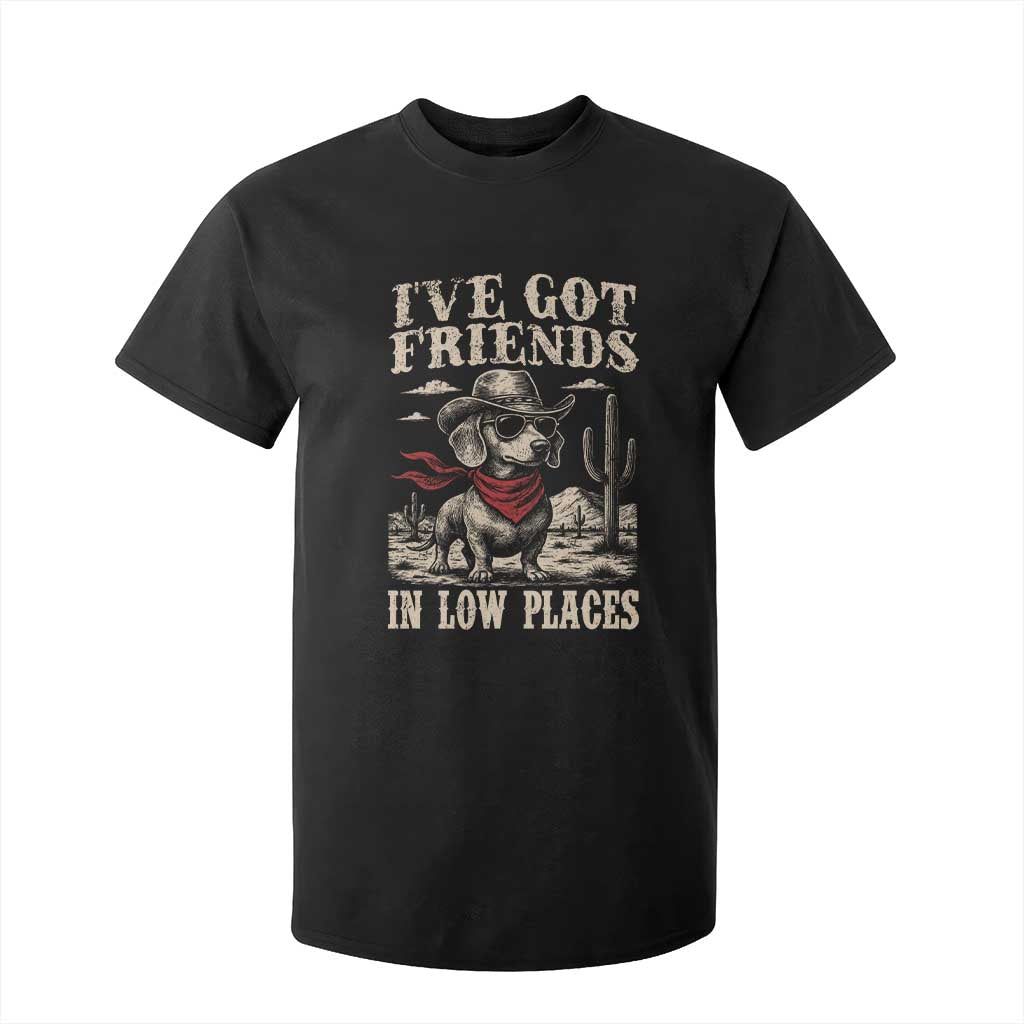 Funny Dachshund Cowboy T Shirt For Kid Ive Got Friends In Low Places TS10 Black Print Your Wear