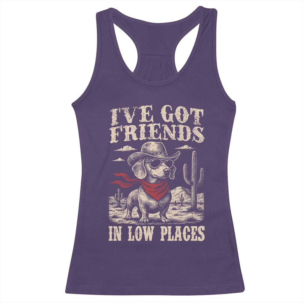 Funny Dachshund Cowboy Racerback Tank Top Ive Got Friends In Low Places TS10 Purple Print Your Wear
