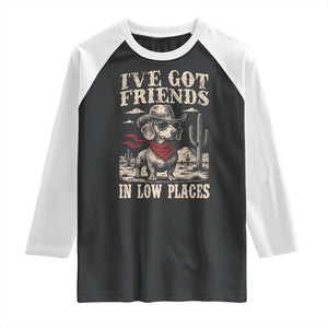 Funny Dachshund Cowboy Raglan Shirt Ive Got Friends In Low Places TS10 Black White Print Your Wear