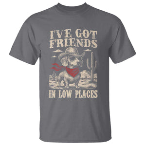 Funny Dachshund Cowboy T Shirt Ive Got Friends In Low Places TS10 Charcoal Print Your Wear