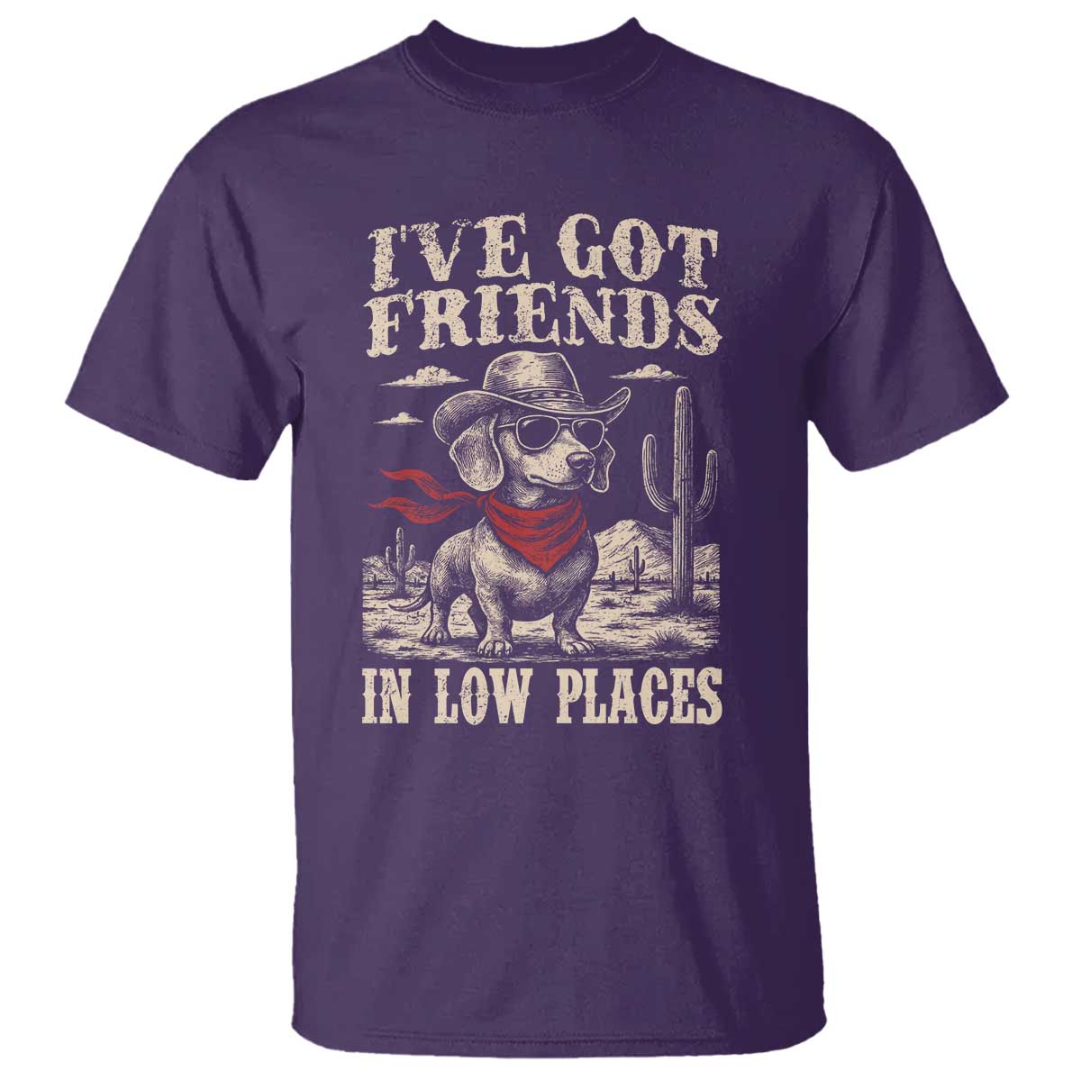 Funny Dachshund Cowboy T Shirt Ive Got Friends In Low Places TS10 Purple Print Your Wear