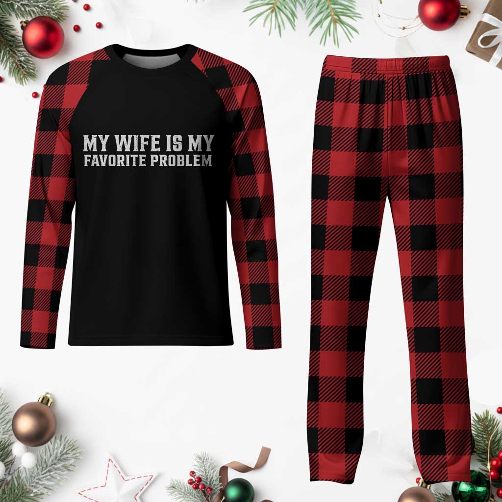 My Wife Is My Favorite Problem Funny Husband Marriage Graphic Plaid Pajama Set TS10 Buffalo Plaid Print Your Wear