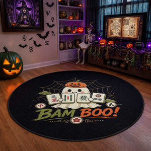 Halloween Ghost Playing Mahjong Spooky Boo Funny Costume Round Rug Mahjong Lover Gift