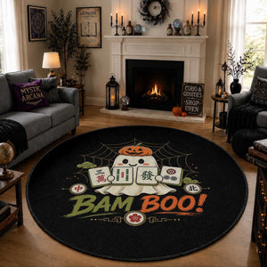 Halloween Ghost Playing Mahjong Spooky Boo Funny Costume Round Rug Mahjong Lover Gift