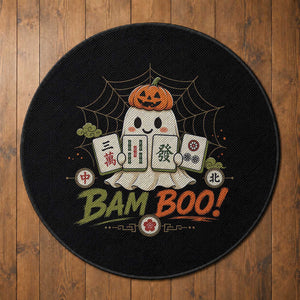 Halloween Ghost Playing Mahjong Spooky Boo Funny Costume Round Rug Mahjong Lover Gift