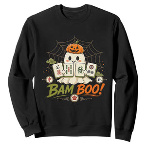 Halloween Ghost Playing Mahjong Spooky Boo Funny Costume Sweatshirt Mahjong Lover Gift TS10 Black Print Your Wear