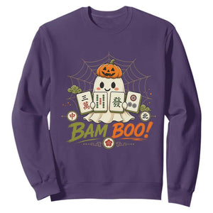 Halloween Ghost Playing Mahjong Spooky Boo Funny Costume Sweatshirt Mahjong Lover Gift TS10 Purple Print Your Wear