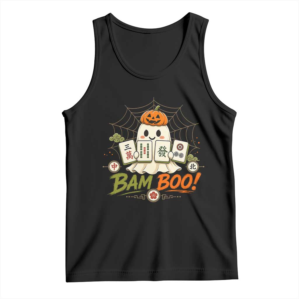 Halloween Ghost Playing Mahjong Spooky Boo Funny Costume Tank Top Mahjong Lover Gift TS10 Black Print Your Wear