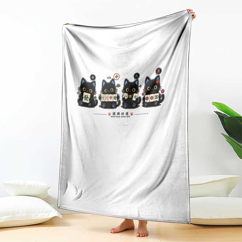 Black Cat Mahjong Lover Cute Graphic Throw Blanket TS10 Print Your Wear