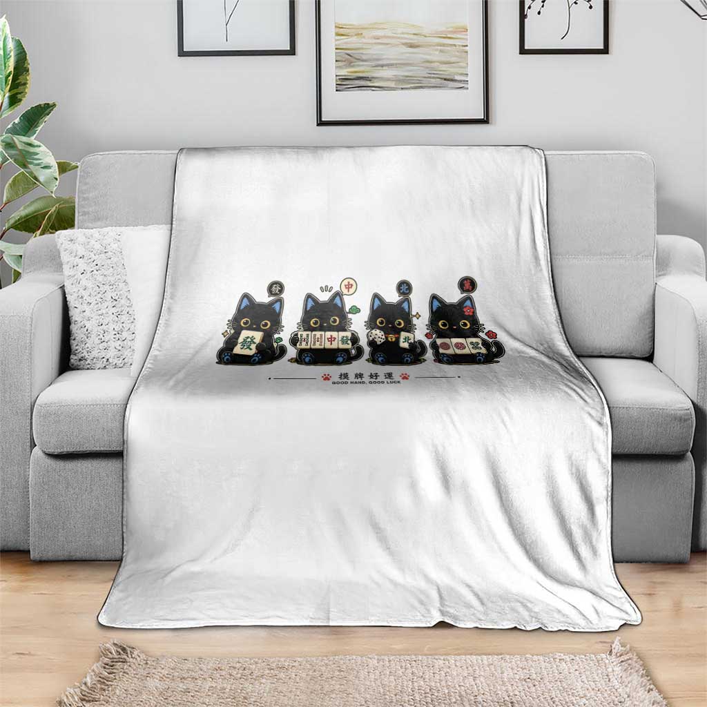 Black Cat Mahjong Lover Cute Graphic Throw Blanket TS10 Print Your Wear
