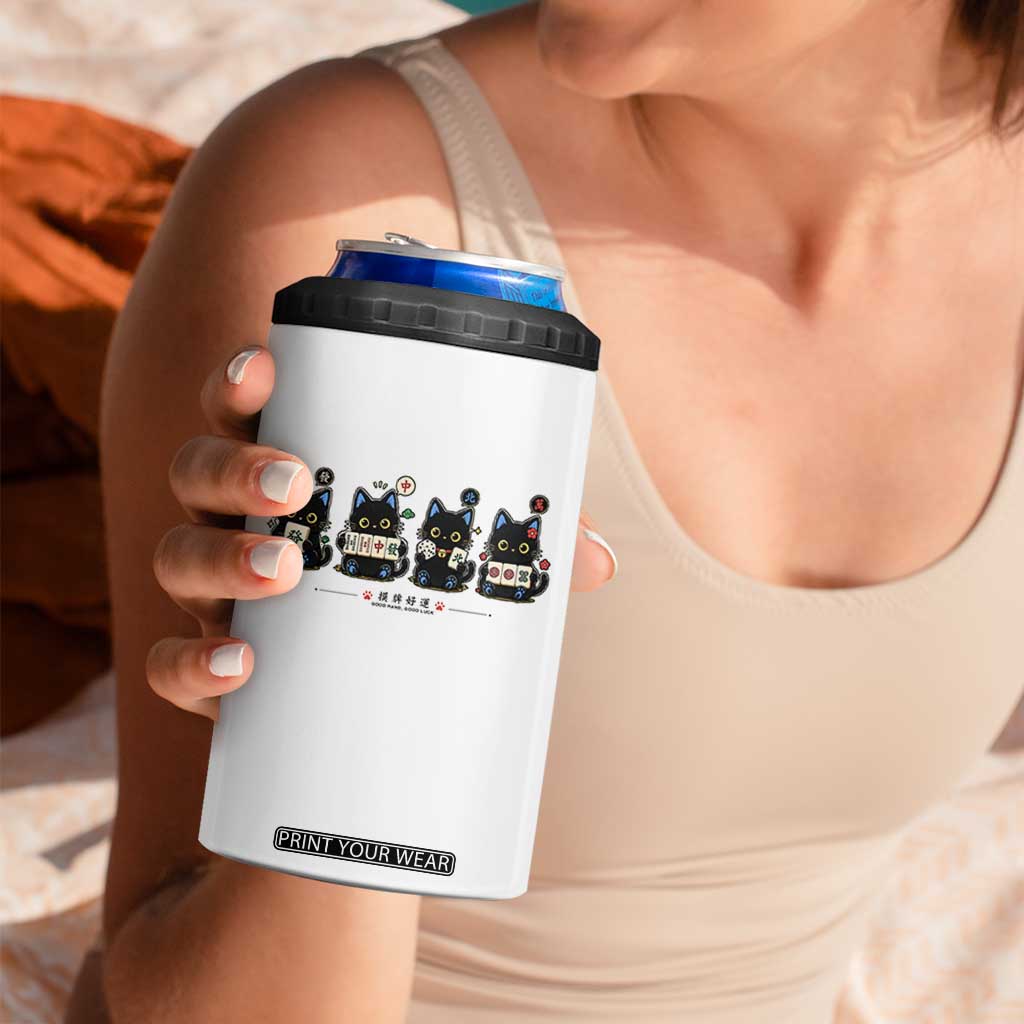 Black Cat Mahjong Lover Cute Graphic 4 in 1 Can Cooler Tumbler TS10 Print Your Wear