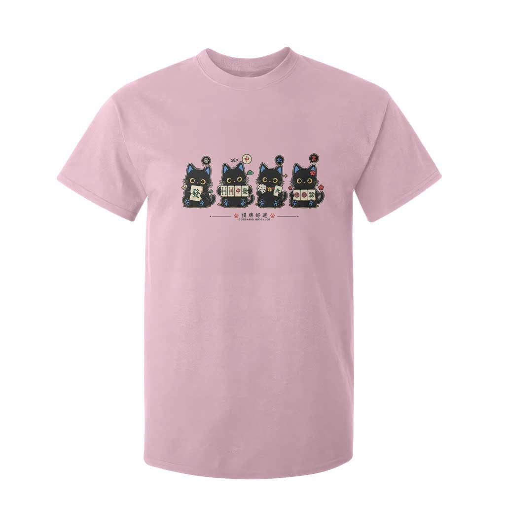 Black Cat Mahjong Lover Cute Graphic T Shirt For Kid TS10 Light Pink Print Your Wear