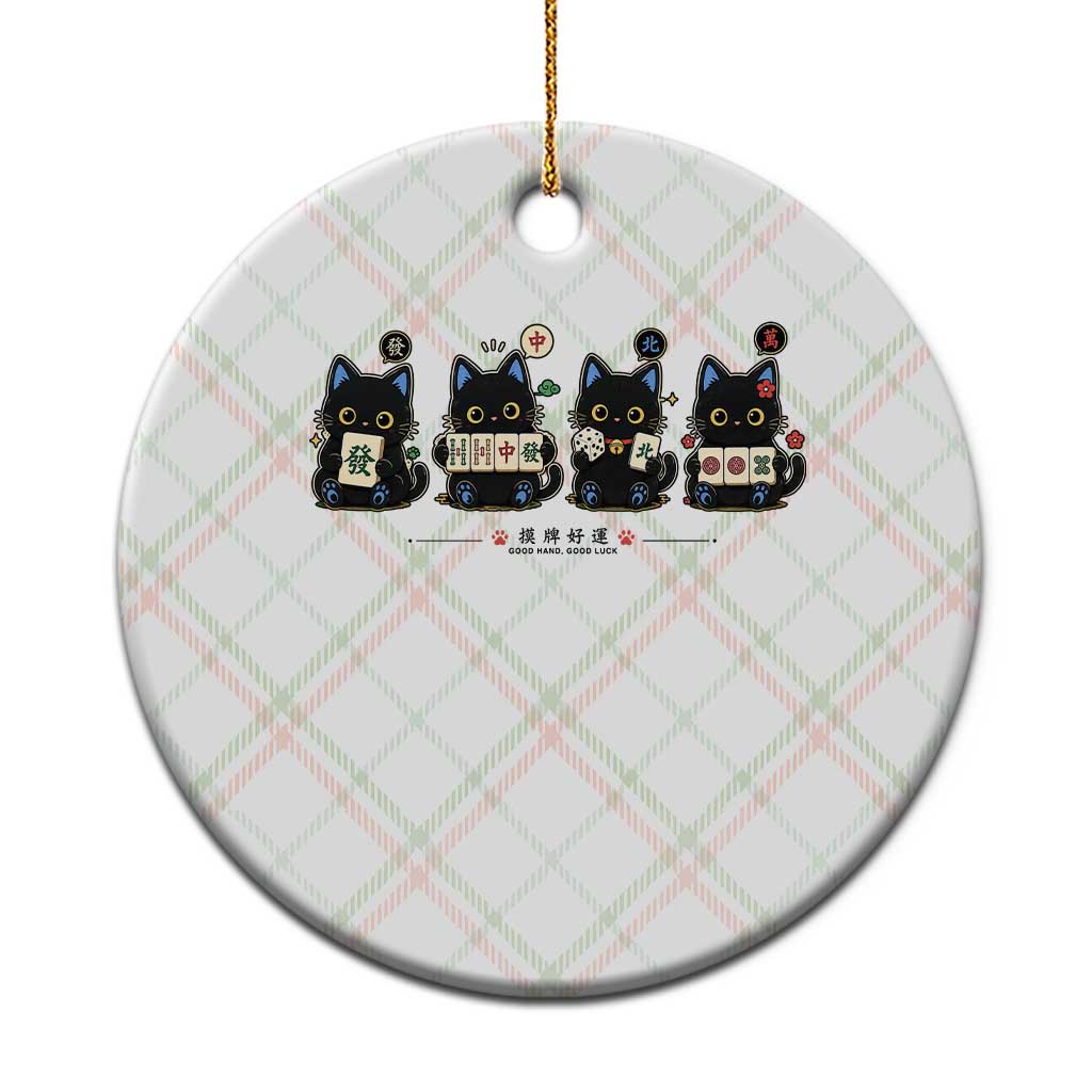 Black Cat Mahjong Lover Cute Graphic Ceramic Ornament TS10 1pc Christmas Plaid Print Your Wear
