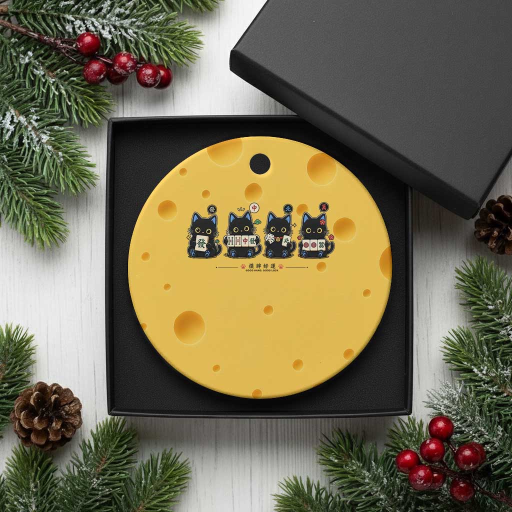 Black Cat Mahjong Lover Cute Graphic Ceramic Ornament TS10 1pc Yellow Cheese Print Your Wear