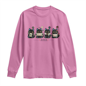 Black Cat Mahjong Lover Cute Graphic Long Sleeve Shirt TS10 Azalea Print Your Wear