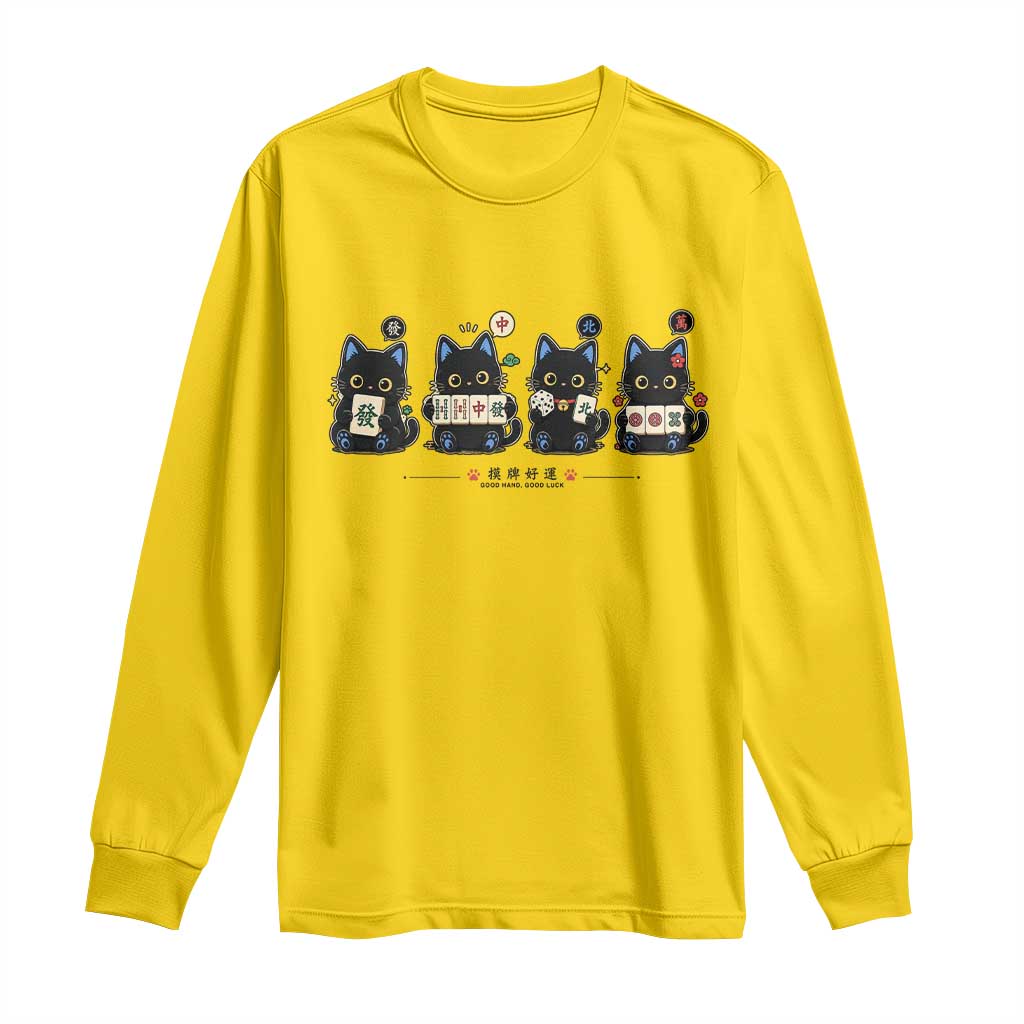 Black Cat Mahjong Lover Cute Graphic Long Sleeve Shirt TS10 Daisy Print Your Wear