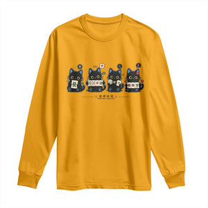 Black Cat Mahjong Lover Cute Graphic Long Sleeve Shirt TS10 Gold Print Your Wear