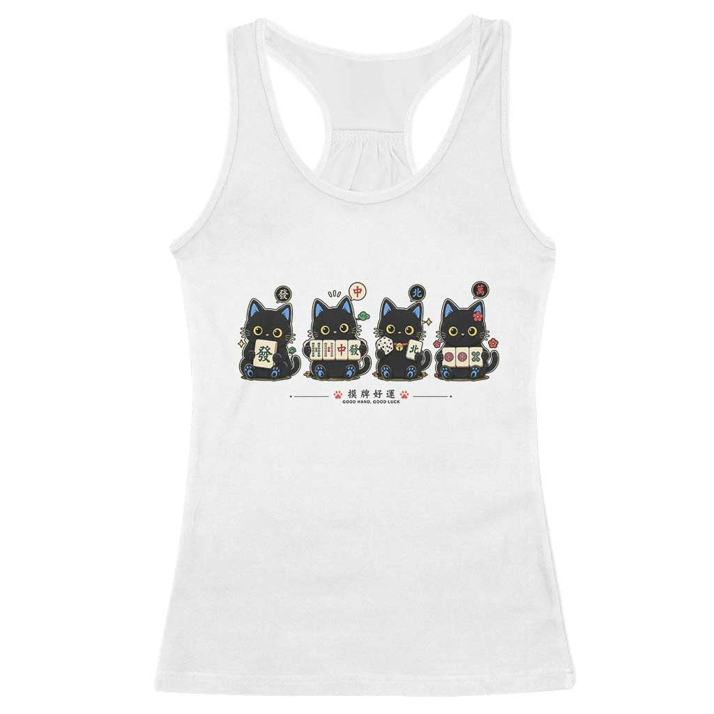 Black Cat Mahjong Lover Cute Graphic Racerback Tank Top TS10 White Print Your Wear