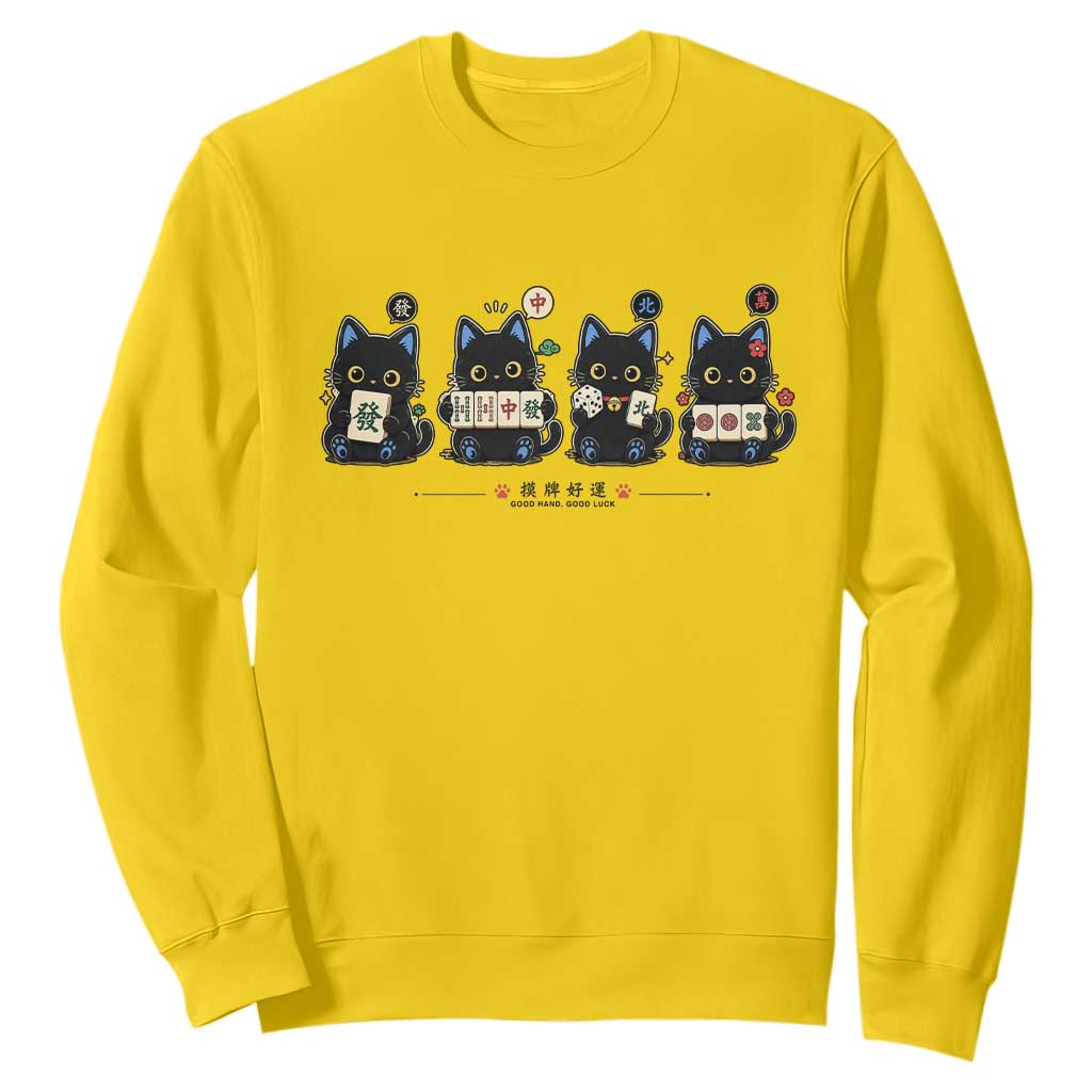 Black Cat Mahjong Lover Cute Graphic Sweatshirt TS10 Daisy Print Your Wear
