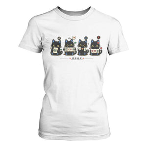 Black Cat Mahjong Lover Cute Graphic T Shirt For Women TS10 White Print Your Wear
