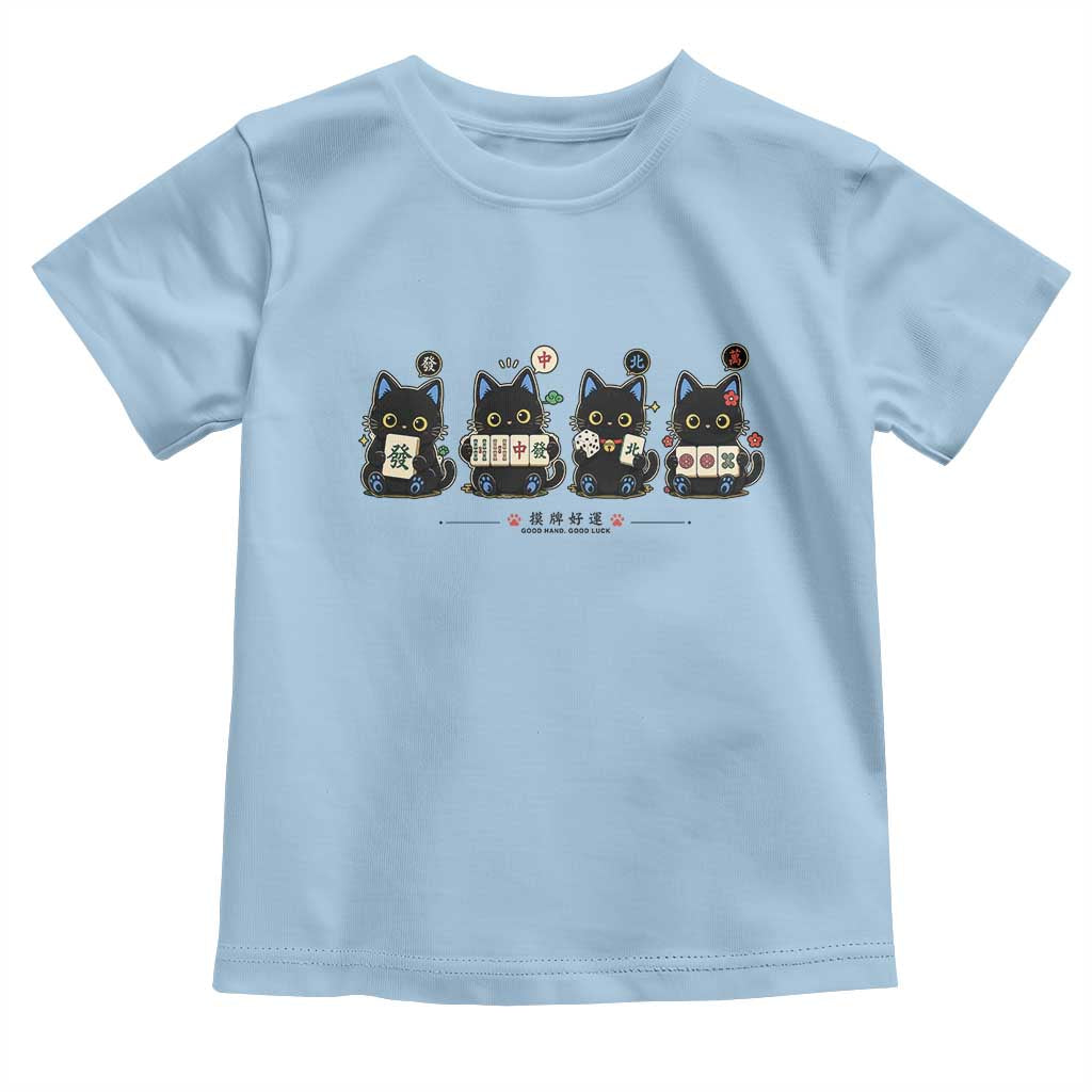Black Cat Mahjong Lover Cute Graphic Toddler T Shirt TS10 Light Blue Print Your Wear
