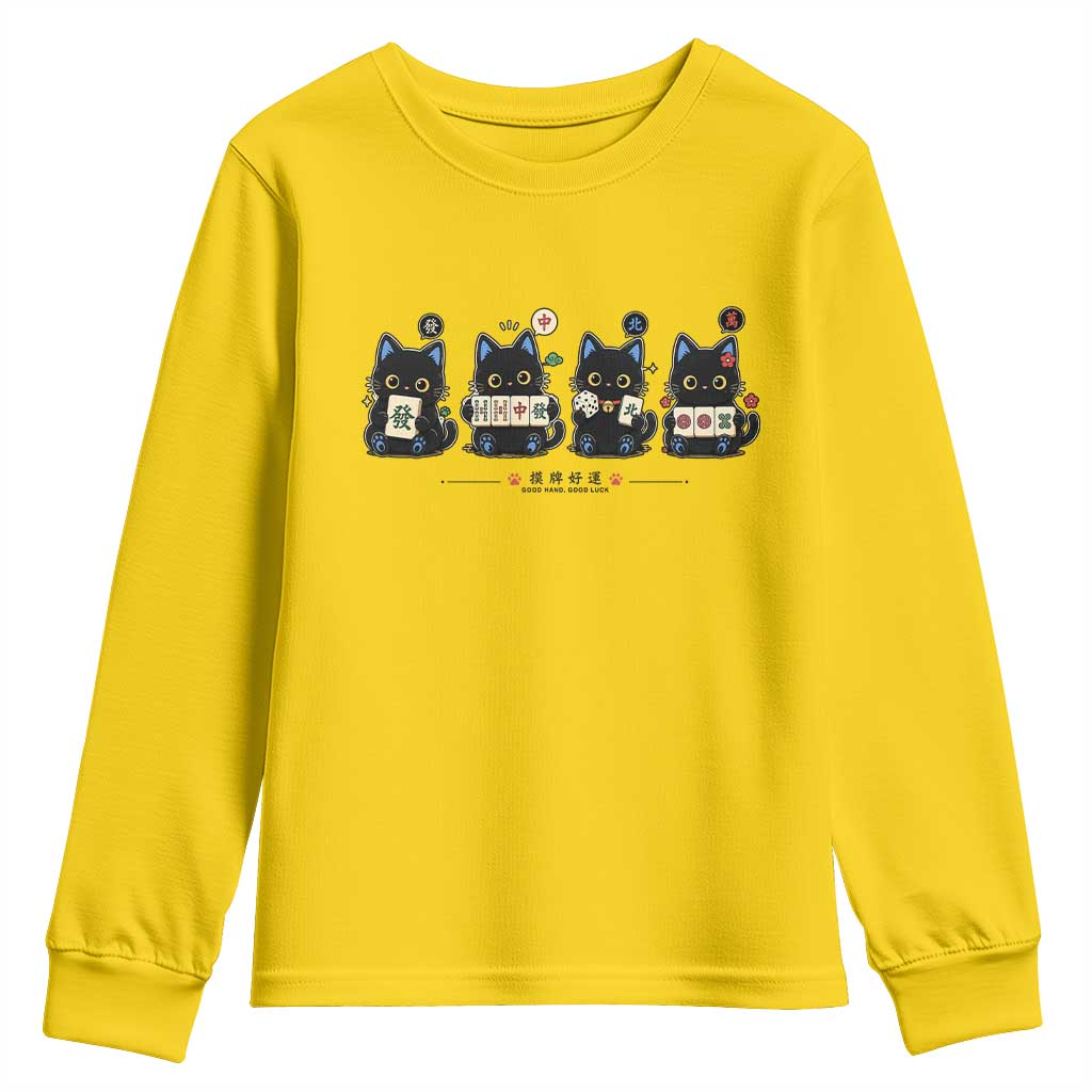 Black Cat Mahjong Lover Cute Graphic Youth Sweatshirt TS10 Daisy Print Your Wear
