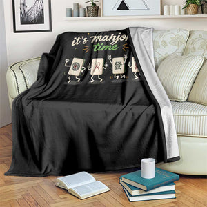 Its Mahjong Time Throw Blanket Funny Cartoon Mahjong Tiles Gathering Game Night TS10 Print Your Wear