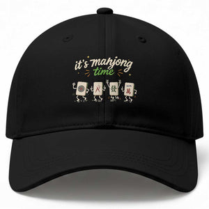 Its Mahjong Time Baseball Cap Funny Cartoon Mahjong Tiles Gathering Game Night TS10 Print Your Wear