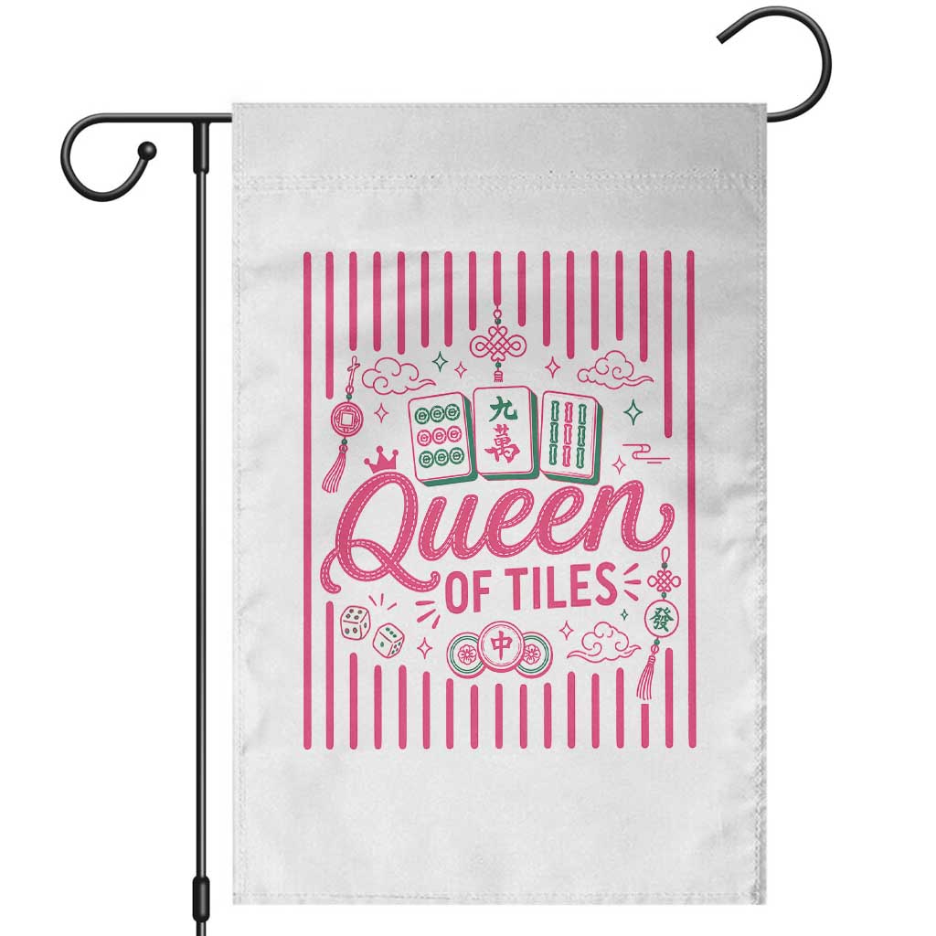 Queen Of Tiles Pink Mahjong Lover Game Night Graphic Garden Flag TS10 White Print Your Wear