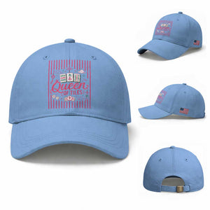 Queen Of Tiles Pink Mahjong Lover Game Night Graphic Baseball Cap TS10 Baseball Cap Universal Fit Light Blue Print Your Wear
