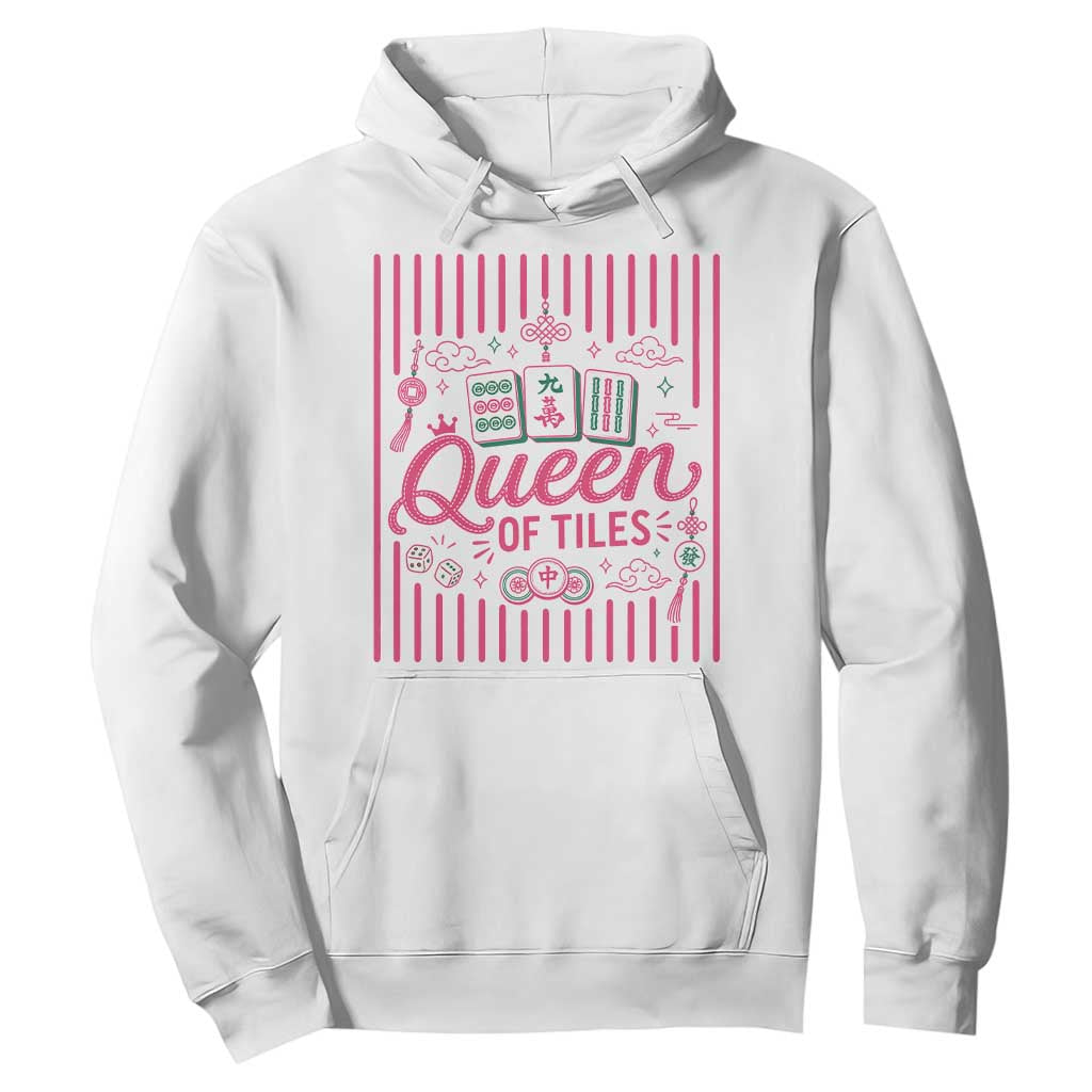 Queen Of Tiles Pink Mahjong Lover Game Night Graphic Hoodie TS10 White Print Your Wear
