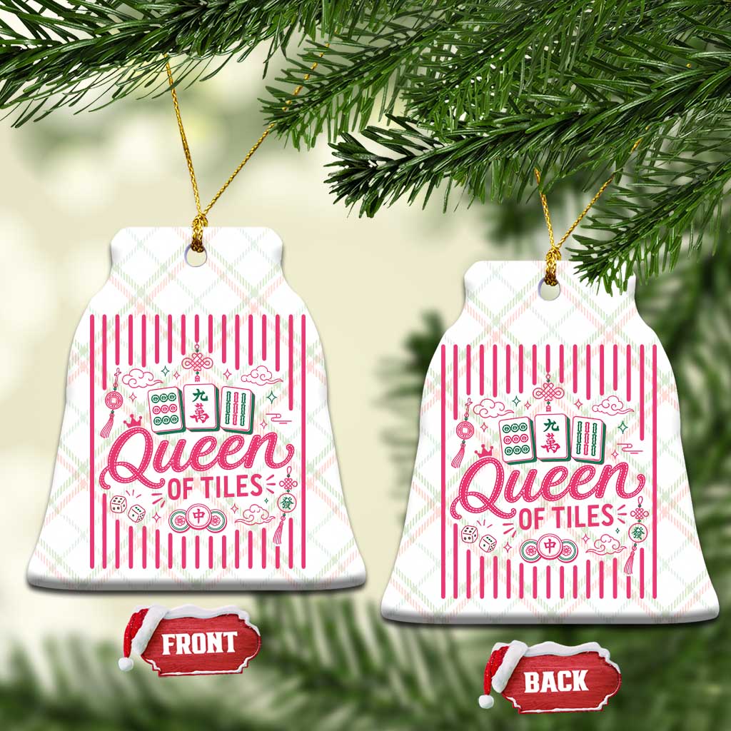 Queen Of Tiles Pink Mahjong Lover Game Night Graphic Ceramic Ornament TS10 Print Your Wear