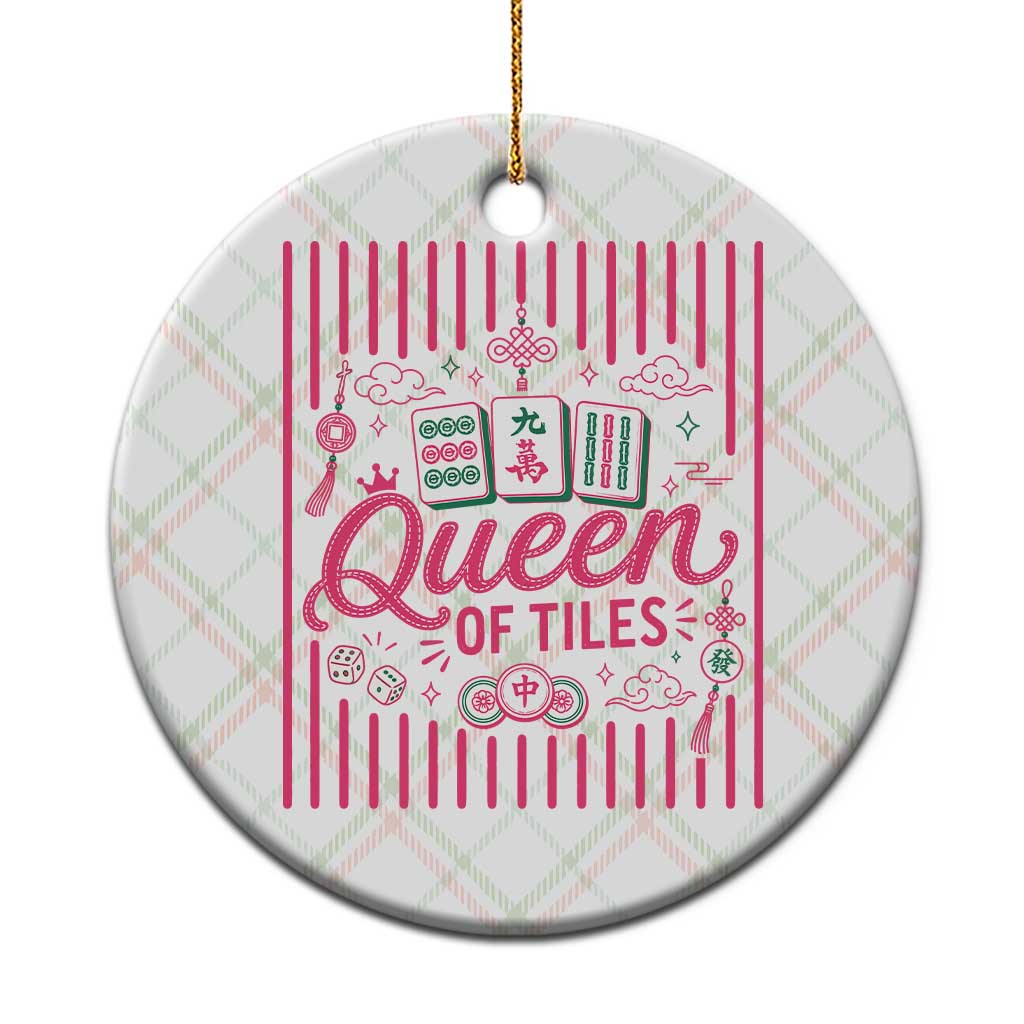 Queen Of Tiles Pink Mahjong Lover Game Night Graphic Ceramic Ornament TS10 1pc Christmas Plaid Print Your Wear