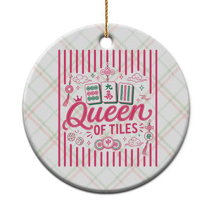 Queen Of Tiles Pink Mahjong Lover Game Night Graphic Ceramic Ornament TS10 1pc Christmas Plaid Print Your Wear